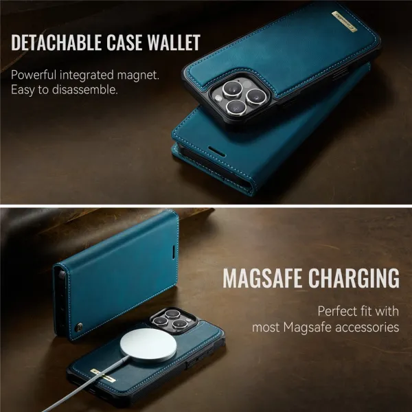 CASEME C49 Peňaženkové puzdro a zadný kryt 2v1 Apple iPhone 16 Pro Max modrý