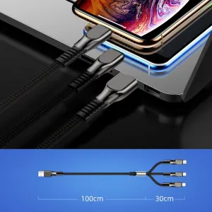 Joyroom 3in1 kábel USB - Lightning / Lightning / USB-C 3.5A 1.3m, čierny