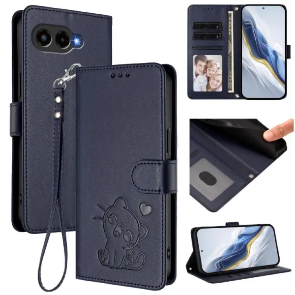 ART CAT Peňaženkový obal s remienkom pre T Phone 3 tmavomodrý