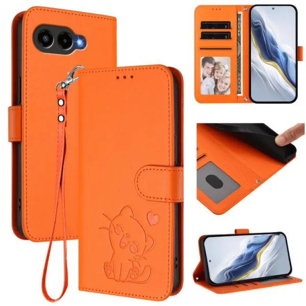 ART CAT Peňaženkový obal s remienkom pre T Phone 3 oranžový
