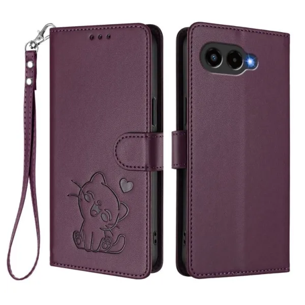 ART CAT Peňaženkový obal s remienkom pre T Phone 3 tmavofialový