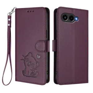ART CAT Peňaženkový obal s remienkom pre T Phone 3 tmavofialový