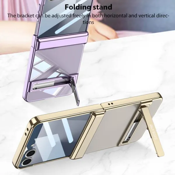 GKK PHANTOM Ochranný kryt so stojanom pre Samsung Galaxy Z Flip7 5G zlatý