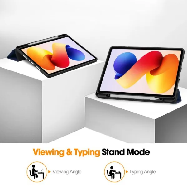 LEATHER Zaklápací kryt pre Xiaomi Redmi Pad 2 Pro modrý