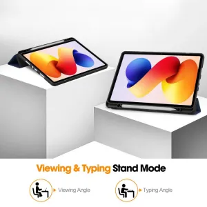 LEATHER Zaklápací kryt pre Xiaomi Redmi Pad 2 Pro modrý