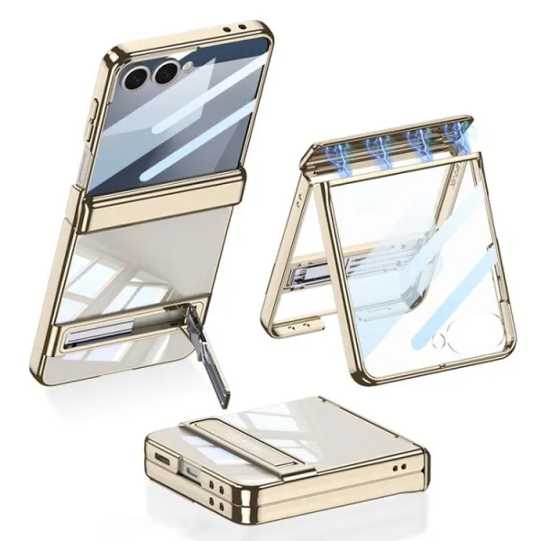 GKK PHANTOM Ochranný kryt so stojanom pre Samsung Galaxy Z Flip7 5G zlatý