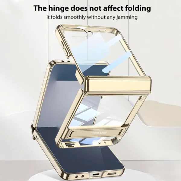 GKK PHANTOM Ochranný kryt so stojanom pre Samsung Galaxy Z Flip7 5G zlatý