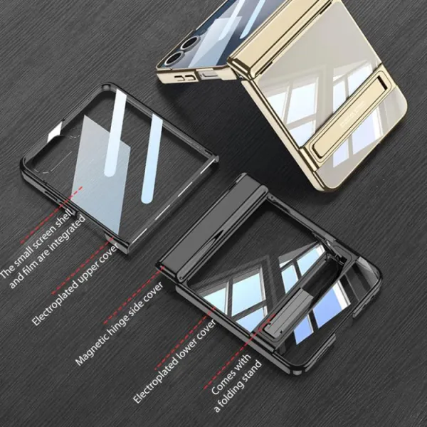 GKK PHANTOM Ochranný kryt so stojanom pre Samsung Galaxy Z Flip7 5G zlatý