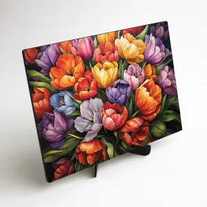 Drevený obraz - Tulipány