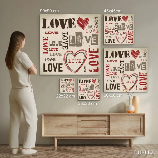 Drevený obraz - Love Love Love