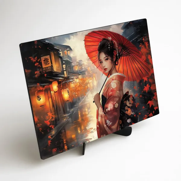 Japonský obraz z dreva - Gejša