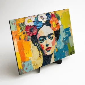 Drevený obraz - Frida Kahlo vo farbách