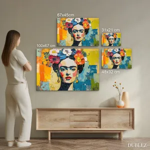 Drevený obraz - Frida Kahlo vo farbách