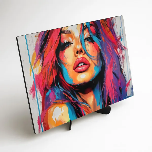 Pop art drevený obraz - Žena vo farbách