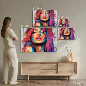 Pop art drevený obraz - Žena vo farbách