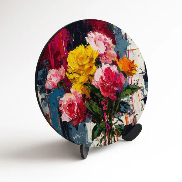 Drevený obraz s efektom maľby - Kvety