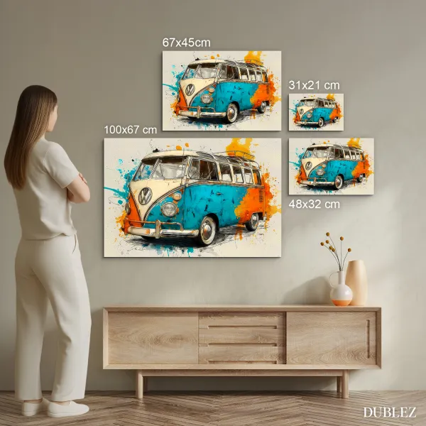 Drevený obraz - Autobus Volkswagen T1