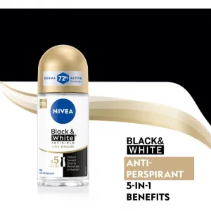 Nivea Invisible Black & White Silky Smooth guličkový antiperspirant pre ženy 50 ml