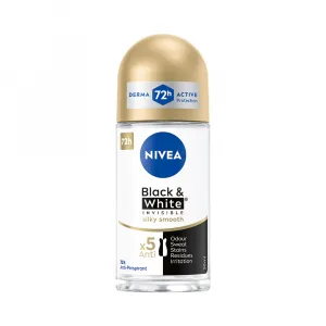 Nivea Invisible Black & White Silky Smooth guličkový antiperspirant pre ženy 50 ml