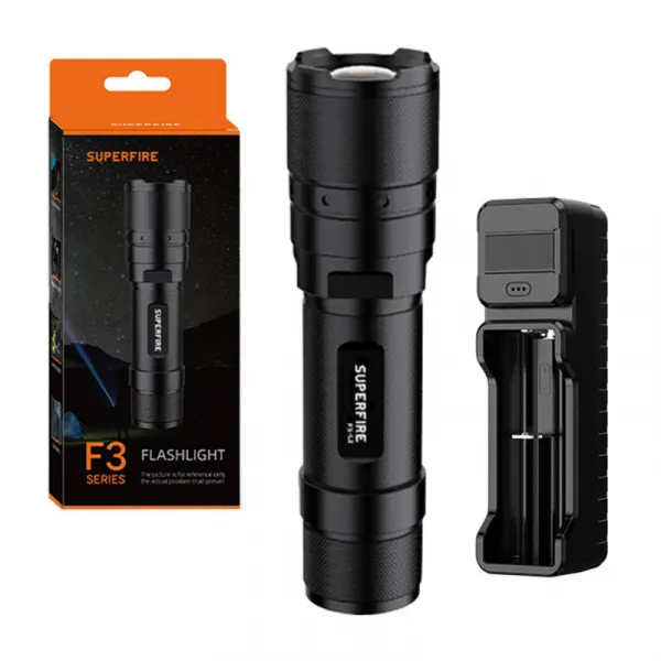 Superfire F3-L2 LED baterka 1000lm, čierna (F3-L2)