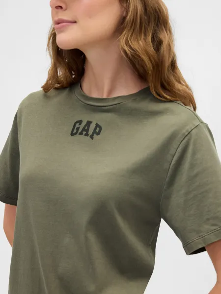 GAP V-FRCH LOGO TEE DRESS Dámske šaty, khaki, veľkosť