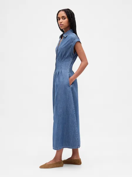 GAP Denim Midi Dress with Pockets - Ladies