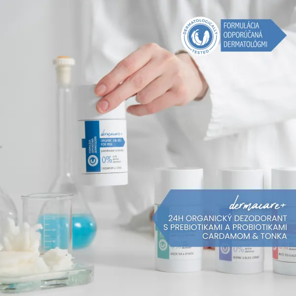 Soaphoria Dermacare+ 24h men: organický dezodorant s prebiotikami a probiotikami - cardamom & tonka