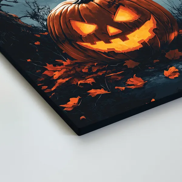 Drevený obraz - Halloweenská tekvica