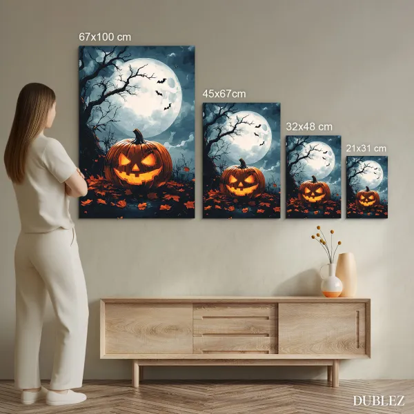 Drevený obraz - Halloweenská tekvica