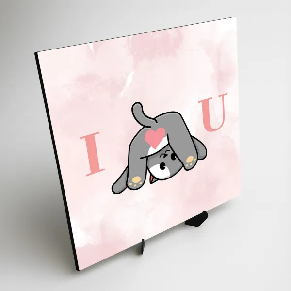 Drevený romantický obraz - I love you