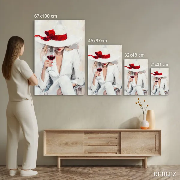 Fashion art obraz - Žena s vínom
