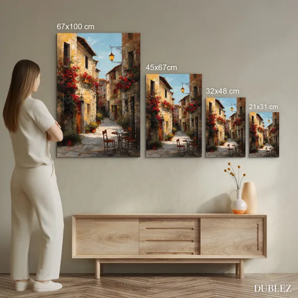 Drevený obraz Toskánska - Stará ulička