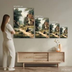 Vidiecky obraz z dreva - Cesta domov