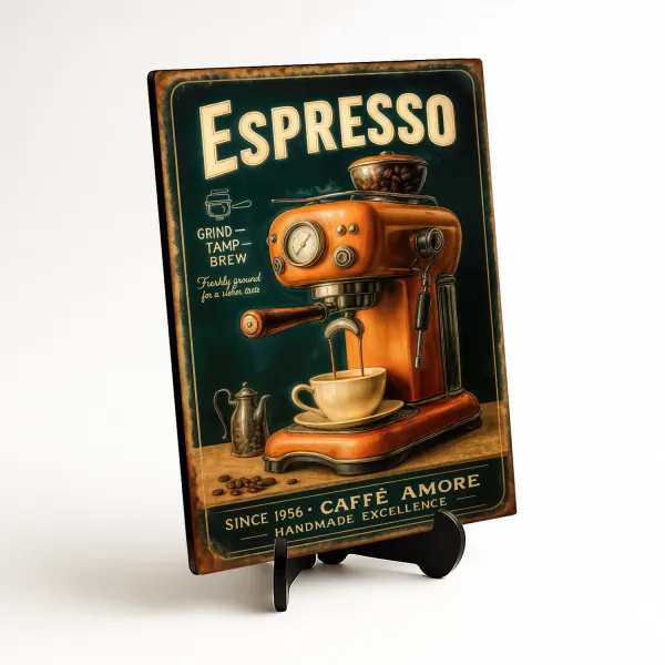 Vintage drevený obraz - Espresso
