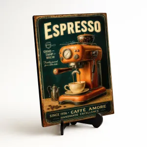 Vintage drevený obraz - Espresso