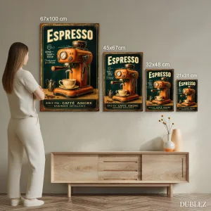 Vintage drevený obraz - Espresso