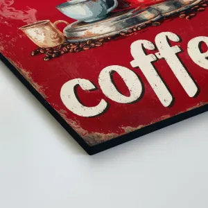 Retro drevený obraz - Coffee
