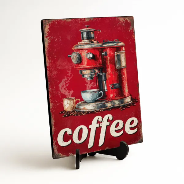 Retro drevený obraz - Coffee