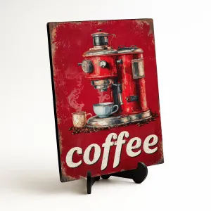 Retro drevený obraz - Coffee