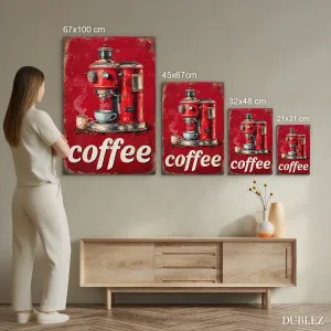 Retro drevený obraz - Coffee