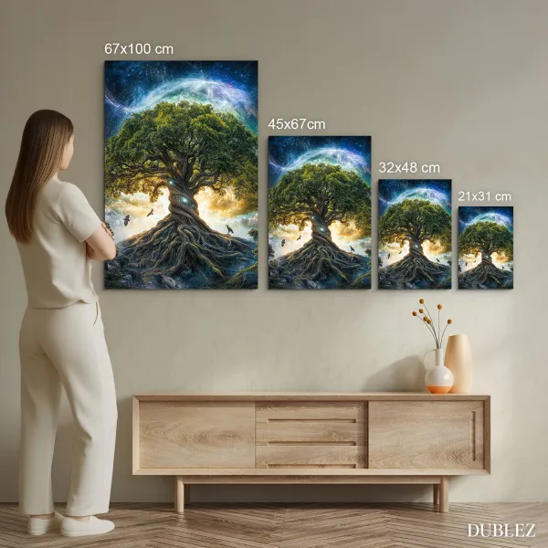 Drevený obraz stromu života - Yggdrasil