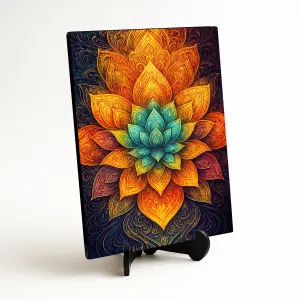 Lotosová mandala večného svetla - Drevený obraz