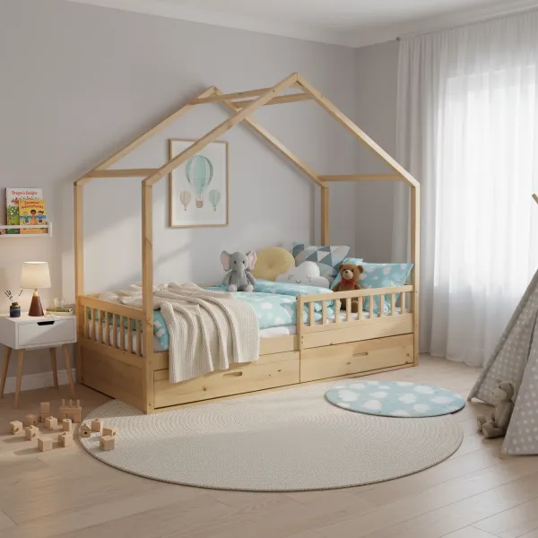Montessori posteľ, 90x200, prírodná, masív, BIANKA