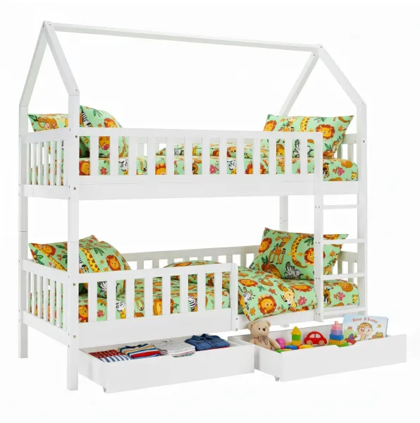 Montessori poschodová posteľ, biela, VENITA TYP 2