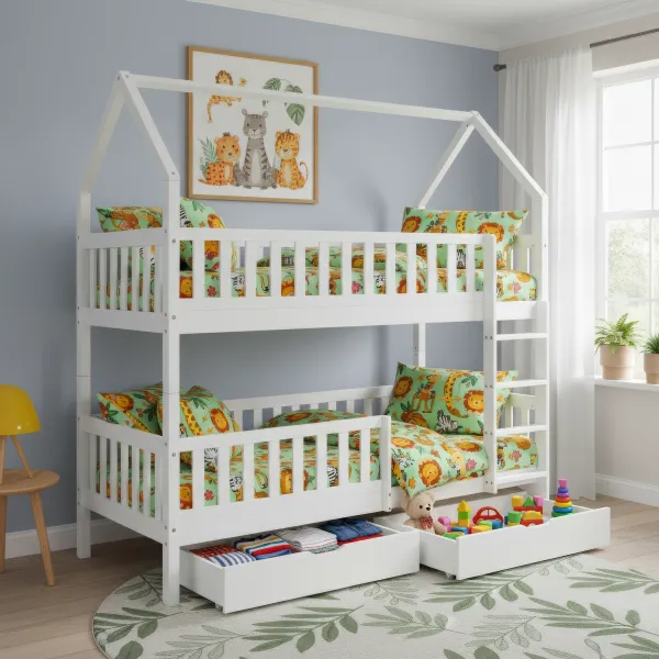 Montessori poschodová posteľ, biela, VENITA TYP 2