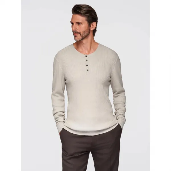 Pánsky sveter OMBRE Sweater OM-SWSW-0183 V-3ight grey