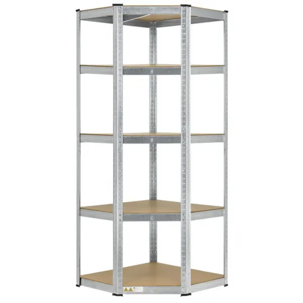 Kovový rohový regál 180x70x40-70 cm, 5 políc, nosnosť 875 kg