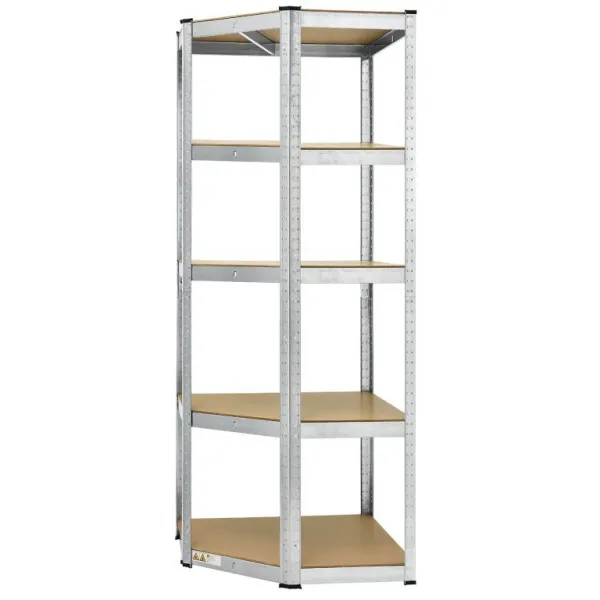 Kovový rohový regál 180x70x40-70 cm, 5 políc, nosnosť 875 kg