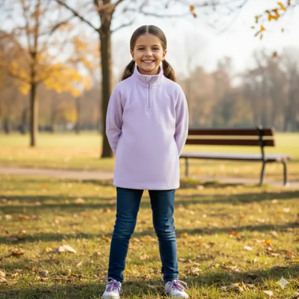 Dievčenská lyžiarska flisová mikina 4F JUNIOR FLEECE UNDERWEAR F060-4FJWAW25UFLEF060-51S-VIOLET