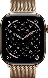 Apple Watch Series 11 GPS + Cellular 46mm Gold Titanium Case with Gold Milanese Loop - M/L MFD84WF/A